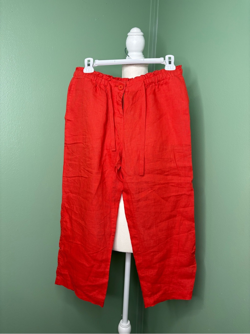 Jones New York Red Linen Wide-Leg Pants